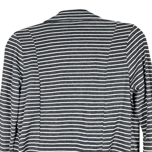 Olivia Moon Blazer Womens S Gray Striped Jersey Knit Open Front Jacket Made USA - Picture 7 of 10